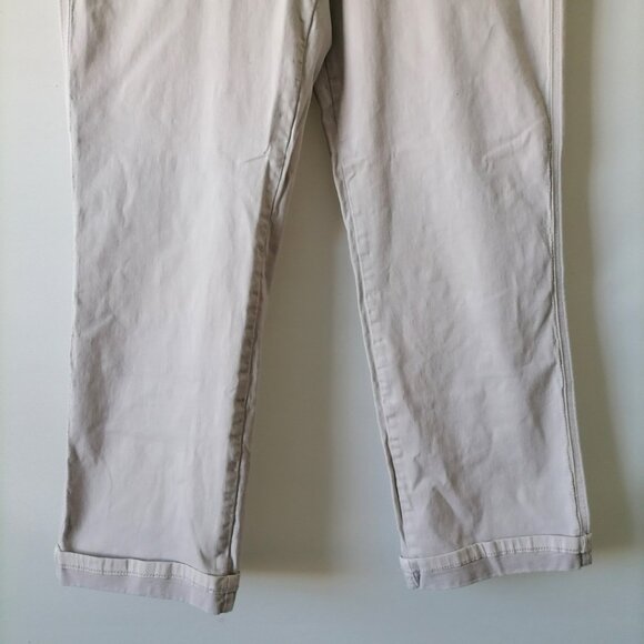 Lila Ryan Womens Ivory Mid Rise Flat Front Slack Pocket Straight Pant Size 10 - Picture 2 of 6